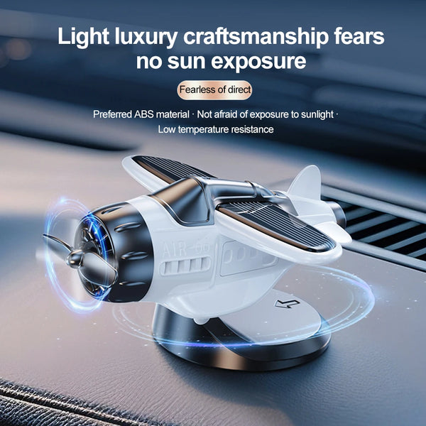 Car Solar Airplane Ornaments 360 Rotary Creative Car Center Console Powered Aircraft Ornaments Car Interior Decor Accessories